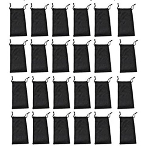 Eyeglasses Pouches Case Bag Black 6, 12, 24,100, 2000 PCS (Black, 24 PC)