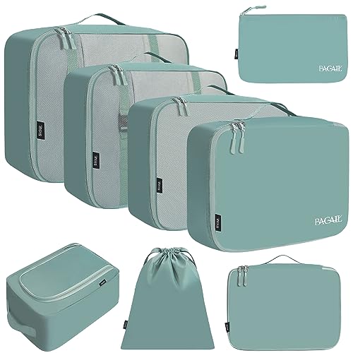 BAGAIL 8 Set Packing Cubes Luggage Packing Organizers for Travel Accessories (Dusty Teal)