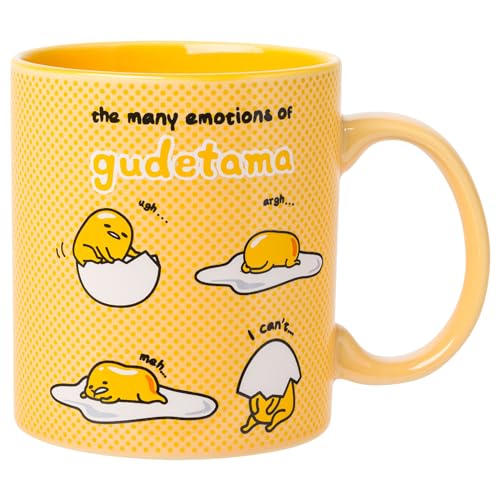 Silver Buffalo Sanrio The Many Emotions of Gudetama Lazy Egg Ceramic Mug, 20 Ounces
