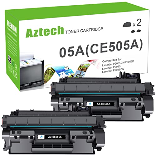 Aztech Compatible Toner Cartridge Replacement for HP CE505A 05A for HP P2035 P2035N P2055DN 2055DN 2035N P2030 P2050 P2055D P2055X 2055D 2055X Printer (Black 2-Pack)