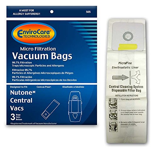EnviroCare Replacement Micro Filtration Vacuum Cleaner Dust Bags made to fit Nutone Central Vacuums 3 Pack