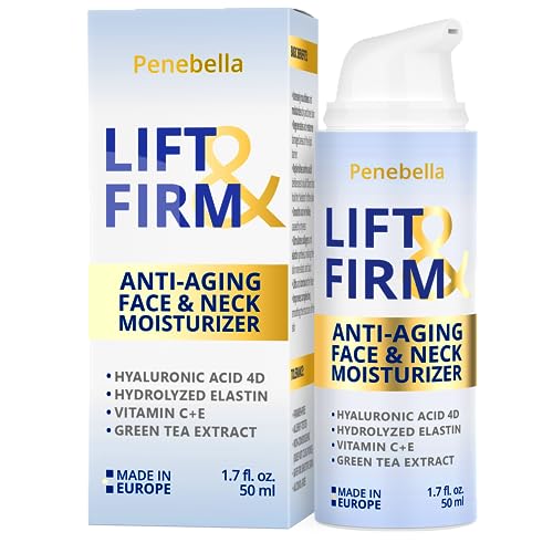 PENEBELLA New Lift & Firm Anti Aging Face & Neck Cream - Made in Europe - Firming & Lifting Anti Aging Moisturizer with Hyaluronic Acid, Elastin, Vitamin C+E