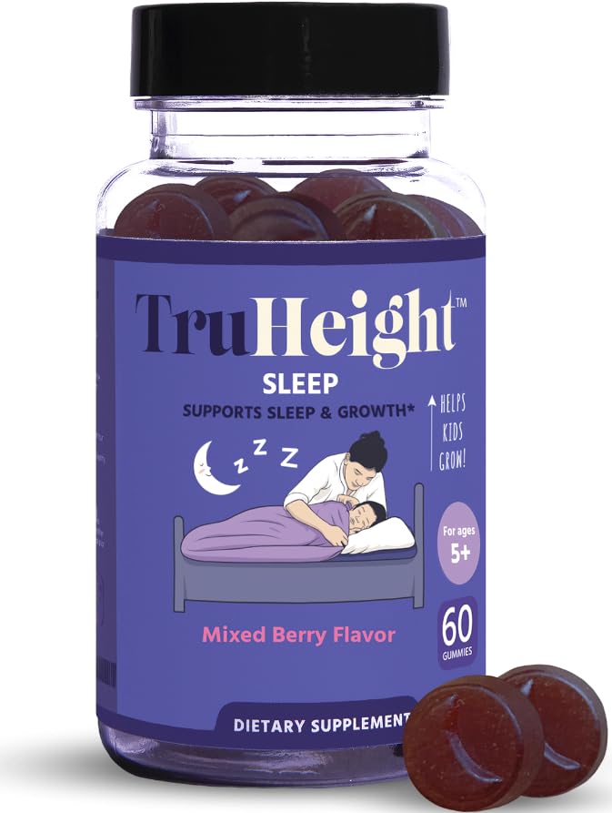 TruHeight Sleep Gummies - Kids & Teen Natural Sleep Aid for Maximum Growth - Pediatric Recommended - Kids Melatonin Gummy - Kids Sleep Gummies - Melatonin, Ashwagandha, L Theanine, Lemon Balm, Ages 4+