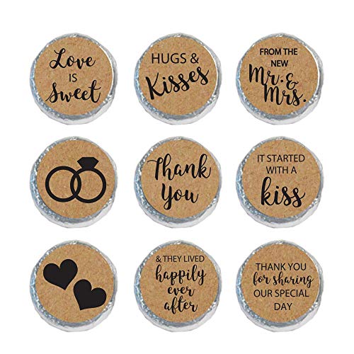 Mini Candy Stickers Wedding Favors Set of 324 (Kraft)
