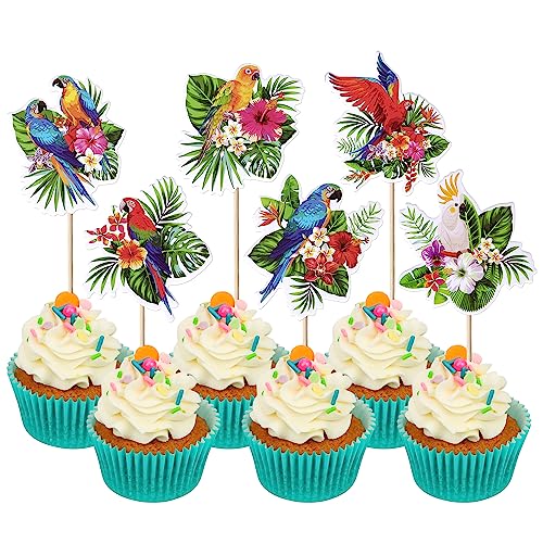 30 Pack Woodland Cupcake Toppers Tropical Leave Animals Bird Cupcake Toppers Woodland Tropical Animals Cupcake Picks Jungle Safari Animal Cake Decorations Summer Kids Birthday Baby Shower Theme Party