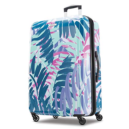 American Tourister Moonlight Hardside Expandable Luggage with Spinner Wheels, Palm Trees, Checked-Large 28-Inch