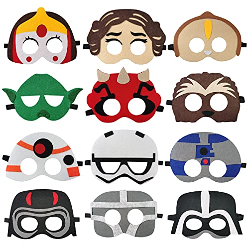 OU RUI 12pcs Party Masks, Galaxy Wars Theme Party Supplies, Boy and Girl Birthday Party Dress up Props