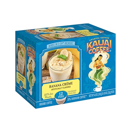 Kauai Coffee Single Serve Pods, Banana Crème - Arabica Coffee from Hawaii’s Largest Coffee Grower, Compatible with Keurig K-Cup Brewers - 12 Count
