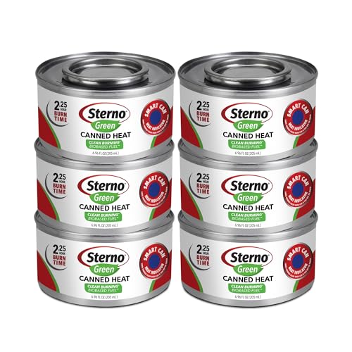 Sterno 2.25 Hour Green Canned Heat, Ethanol Gel, 6 Pack