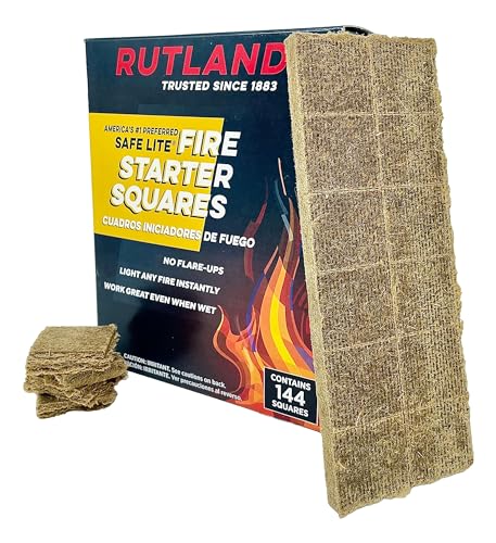 Rutland 50B Safe Lite Fire Starter Squares, 144 Squares