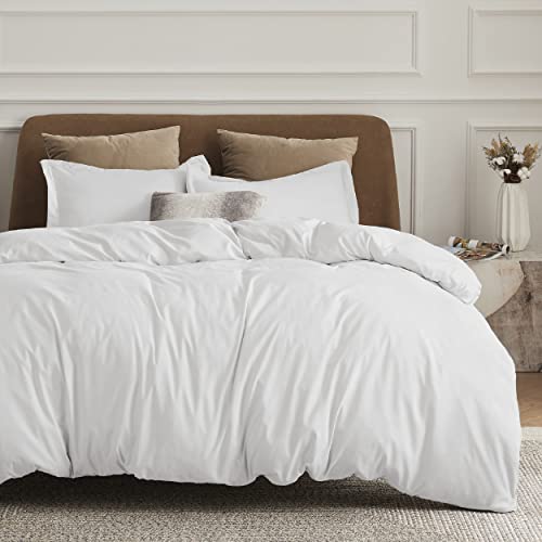 Bedsure White Duvet Cover Queen Size - Soft Double Brushed Duvet Cover for Kids with Zipper Closure, 3 Pieces, Includes 1 Duvet Cover (90'x90') & 2 Pillow Shams, NO Comforter