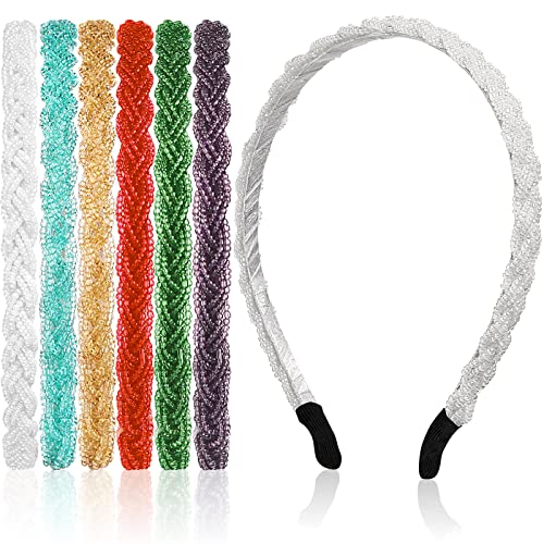 MTLEE 6 Pieces Beaded Headbands Sparkly Crystal Beaded Hair Hoop Hairbands Multiple Color Hair Accessories Head Bands for Women Girls Kids(Bright Colors)