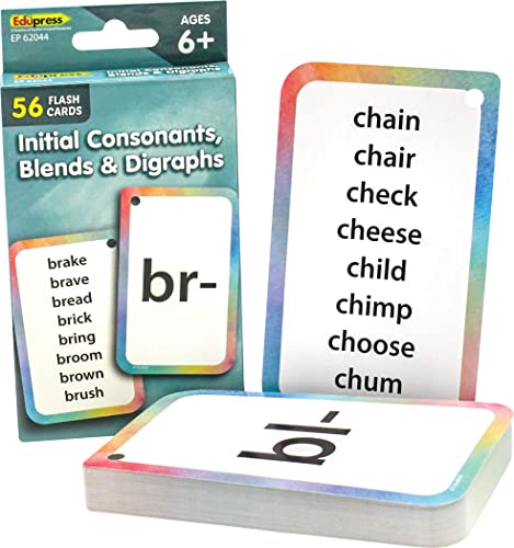 Teacher Created Resources Initial Consonants, Blends & Digraphs Flash Cards (EP62044) 3-1/8' x 5-1/8'