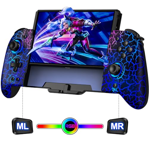 Switch Controllers for Nintendo Switch/OLED,Hall Effect Switch Wireless Joypad Controller,One-Piece Ergonomic Controller for Handheld Mode,Switch Accessories Remote with RGB/Battery/Turbo/Mapping