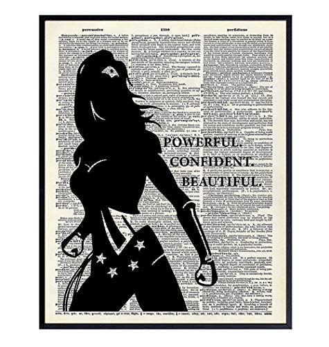 Powerful Confident Beautiful Woman Dictionary Art, Home Decor - Inspirational Wall Art Print, Poster - Gift for Superheroes, Comic Book Fan, Women - 8x10 Unframed Motivational Girls Room Decoration
