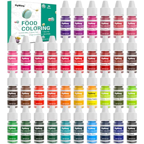 Food Coloring - 36 Color Concentrated Liquid Food Coloring Set - Neon Liquid Food Color Dye for Baking, Decorating, Icing, Cooking, Slime Making Kit and DIY Crafts, 6ml Bottles (0.25 Fl. Oz)