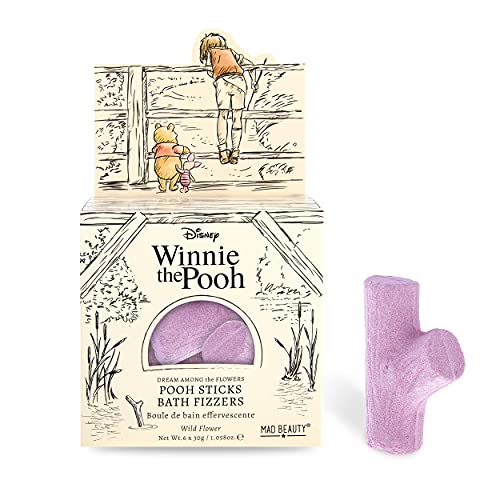 MAD BEAUTY Disney Pooh Sticks Bath Fizzers, Winnie The Pooh, Wild Flower-Scented Bath Salts Sticks (6 x 1.06 oz), Body Care, Healthy Glowing Skin, Relax & Wind, Let Your Troubles Fizz Away