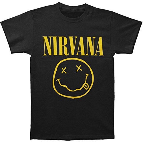 Nirvana Men's Smile One Sided Slim Fit T-shirt Medium Black
