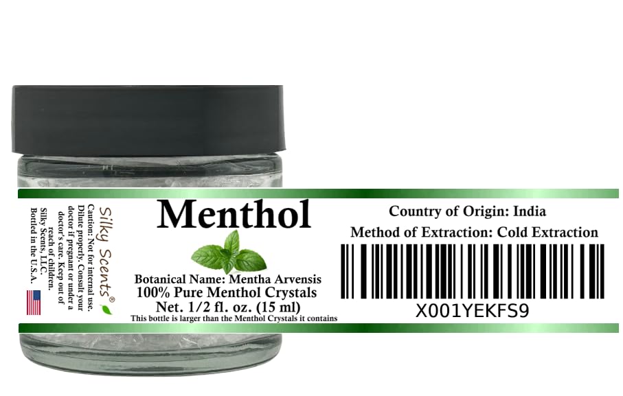 15 ML (0.5 FL OZ) Premium Menthol Crystals 100% Pure Organic and Natural in Glass Jar