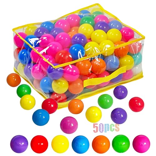 LANGXUN 50 Soft Plastic Balls - 2.2' Toy Balls for Kids - Ideal for Ball Pits, Baby Pools, Kiddie Pools, Parties, Photo Booth Props