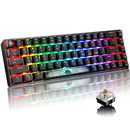 SELORSS T8 Pro 60% Wired Mechanical Gaming Keyboard,18 Chroma RGB Backlight,Compact 68 Full Anti-ghosting Keys,Replaceable USB C Cable&DIY keycaps,Clicky Switch for Gamer/Typist/PC/Win/Mac(Black)