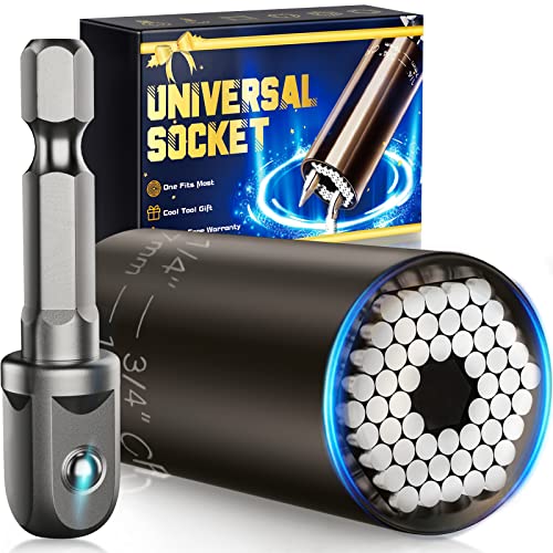 Valentines Day Tools Gifts for Him Boyfriend Husband Super Universal Socket Set with Power Drill Adapter Cool Stuff Gadget Tool Gift for Men Women Dad