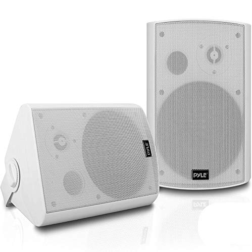 Outdoor Wall-Mount Patio Stereo Speaker - Waterproof Bluetooth Wireless & No Amplifier Needed - Portable Electric Theater Sound Surround System - Pyle PDWR61BTWT