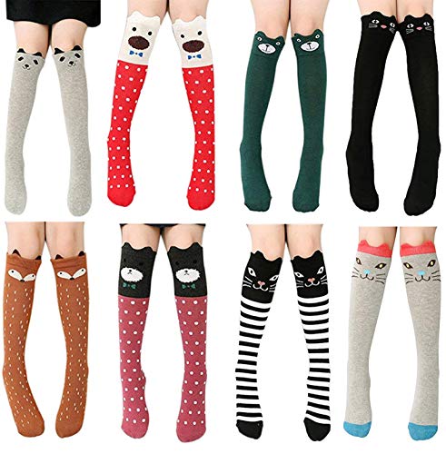 Gellwhu Girls Knee High Socks Gifts Cotton Mid Calf Long Boot Socks Stockings (8 Colors)