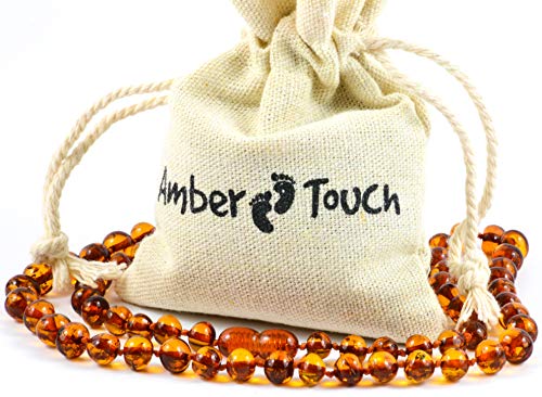 Baltic Amber Necklace for Adult - Headache, Migraine, Sinus, Arthritis, Carpal Tunnel, Nursing Pain Relief (17.7 inch, Cognac)