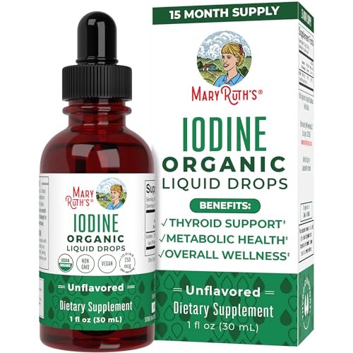 MaryRuth Organics Potassium Iodide | Iodine Supplement | 1 Year Supply | Iodine Drops | USDA Organic | Nascent Iodine | Vegan | Packaging May Vary | 1 Fl Oz