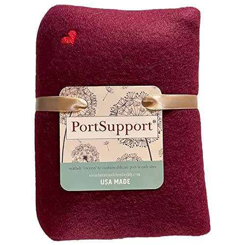 The Breast & Chest Buddy Port Support - Seatbelt Pads for Open Heart Surgery and Mastectomy Recovery - Burgundy