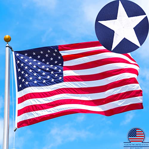Sturdy American Flag 3x5 Ft Outdoor Heavy Duty,100% in USA Longest Lasting American Flags for Outside 3x5,the American Flag Embroidered Stars,3 by 5 American Flag Best High Wind all Weather Us Flag