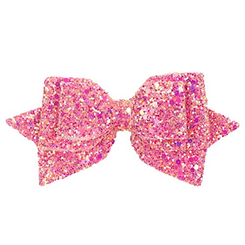 ZOONAI 5 Inch Baby Girl Glitter Hair Bows Boutique Hair Clip Teens Toddlers Glitter Sequins Hairpin Headwear