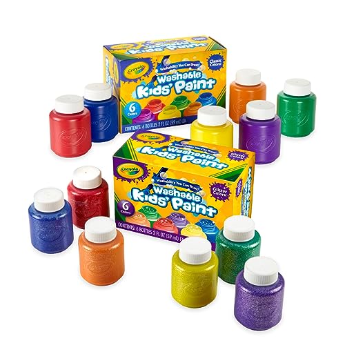 Crayola Washable Kids Paint Set (12ct), Classic and Glitter Paint for Kids, Toddler Paint & Craft Supplies, Easter Gift for Kids [Amazon Exclusive]