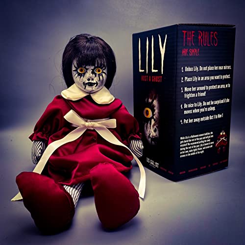 Lily Host a Ghost Doll - Scary Haunted Doll for Halloween Decor 13' Roaming Creepy Doll to Scare Children and Adults - Haunted House Doll and Holiday Prop - Scary Halloween Doll - Halloween Protector