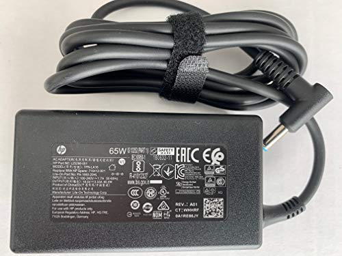 Replacement HP 65W Blue tip AC Adapter for HP Elitebook 830 G5 / 840 G3 G4 G5 / 850 G3 G4 G5 / ProBook 450 G3 G5, Compatible with P/N: 710412-001, L25298-001, PA-1650-20HL, TPN-LA16.