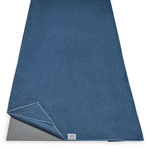 Gaiam Stay Put Yoga Towel Mat (Fits Over Standard Size - 70'L x 26'W), Lake, Large