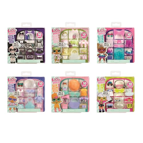 LOL Surprise Fashion Packs – 6 Unique Styles Each with (3) Outfits, (2) Pairs of Shoes, (4) Accessories – Mix and Match Styles, Girls Gift Age 4+