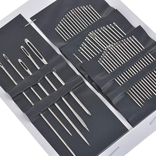 BronaGrand 55 Pieces Stainless Steel Big Eye Hand Sewing Needles Set with Different Sizes