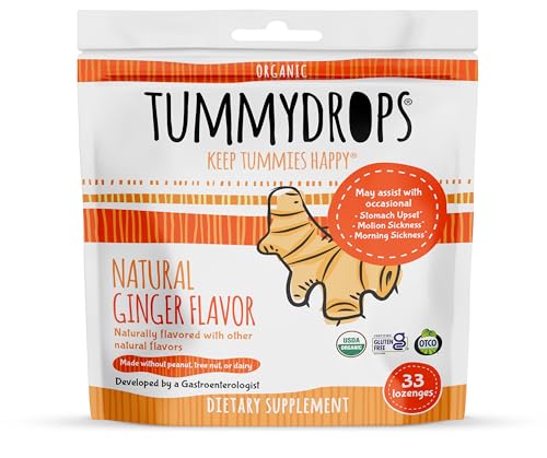 USDA Organic Natural Ginger Tummydrops, Bag of 33 Drops