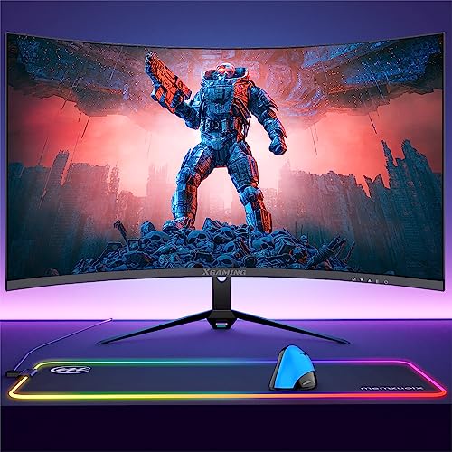 memzuoix 27 inch Curved Gaming Monitor 2K 165Hz 1440P +Large Mouse Pad RGB LED+ Wireless Ergonomic Mouse(Blue)