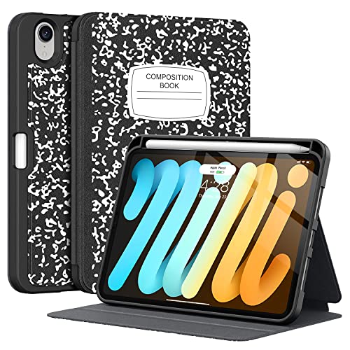 Supveco iPad Mini Case for ipad Mini 6 8.3' 2021 Case with Pencil Holder- [Apple Pencil Charging+Auto Wake/Sleep],Slim Protective Case with Soft TPU Back Cover for iPad Mini 6th Generation 2021(Book)