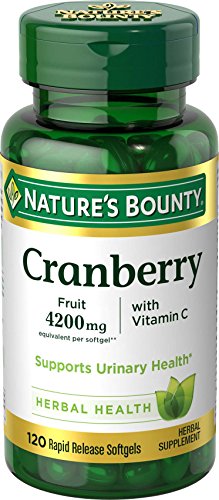 Nature's Bounty Cranberry, Herbal Health Supplement with Vitamin C, Supports Urinary Health, 4200mg, 120 Softgels