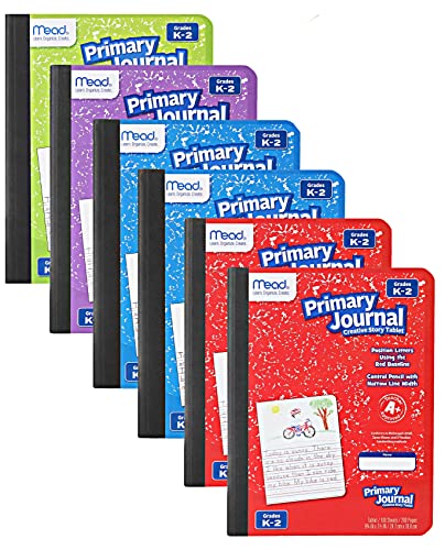 Mead Primary Journal Kindergarten Writing Tablet 6 Pack of Primary Composition Notebook Colors May Vary For Grades K- 2, 100 Sheets (200 Pages) Creative Story Notebooks for Kids 9 3/4 in by 7 1/2 in.