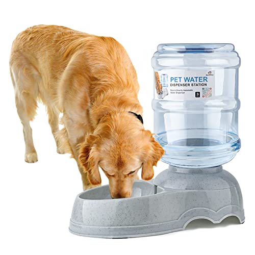 Water Dispenser Station for Large Dogs and Cats, 3 Gallon Gravity Automatic Feeder, Large Size Dog Drinking Fountain