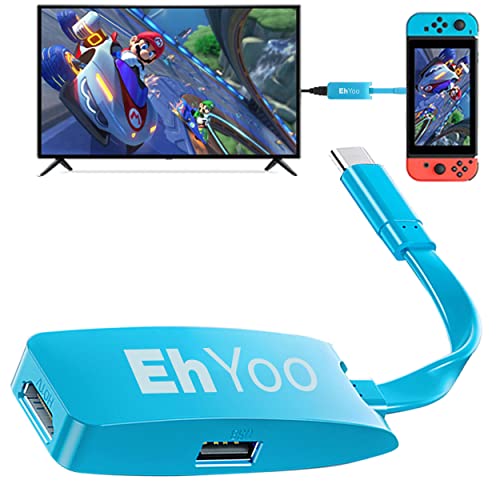 EhYoo Portable Switch Adapter USB Type C to HDMI Adapter for TV Docking Mode Compatible with Nintendo Switch, Steam Deck, Samsung Dex Station and S21/S20/Note20/TabS7 4K 60Hz for Travel