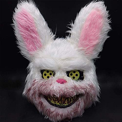 BESSEEK Halloween Scary Mask Rabbit Bunny Mask, Bloody Plush Animal Head Mask, Halloween Cosplay Costume Props Halloween Party for Adults and Teens