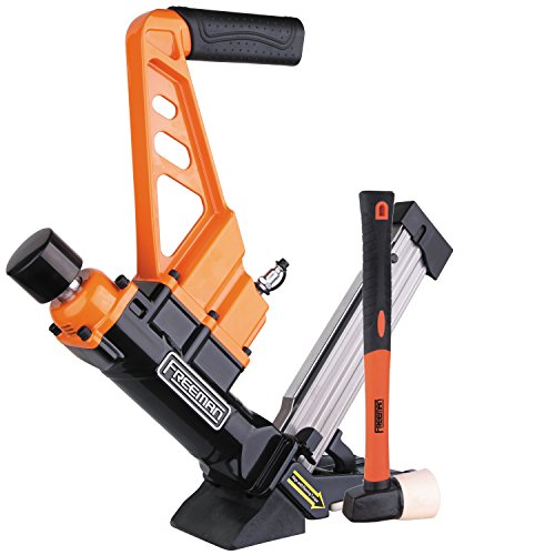 Freeman PDX50C Lightweight Pneumatic 3-in-1 15.5-Gauge and 16-Gauge 2' Flooring Nailer and Stapler Ergonomic and Lightweight Nail Gun for Tongue and Groove Hardwood Flooring