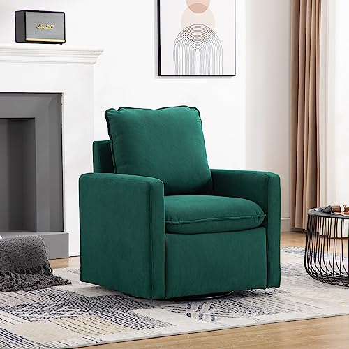 HomSof Swivel Barrel Chair, 360 Degree Modern Lounge Chair, Emerald Velvet Accent Armchair for Living Room