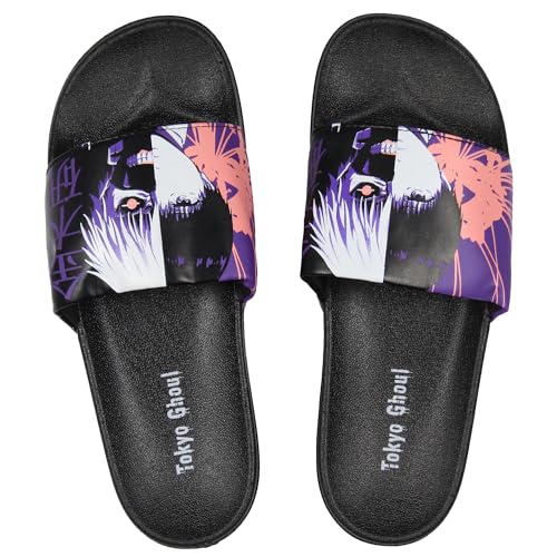 Seven Times Six Tokyo Ghoul Men's Ken Kaneki Split Side Adult Slip-On Sandal Slides, Large